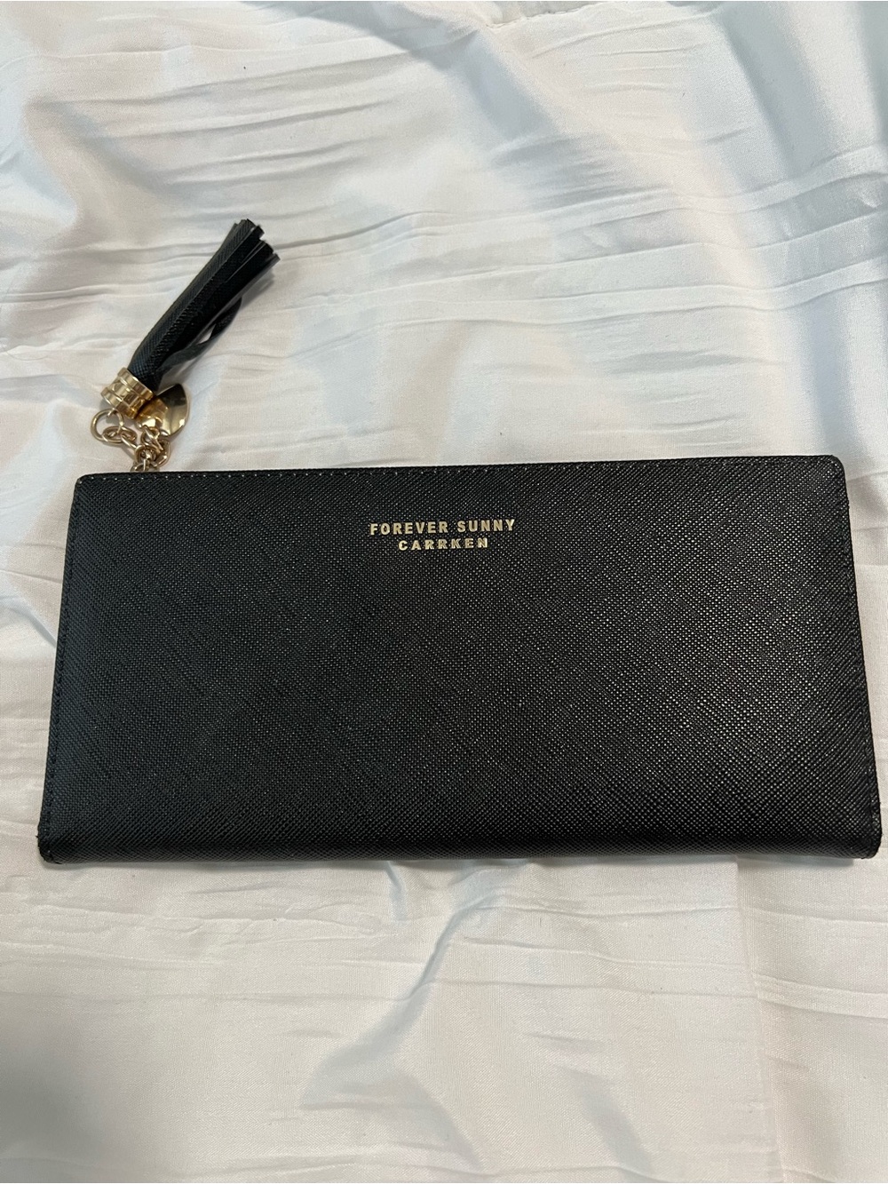 Black Wallet with Tassel Accent